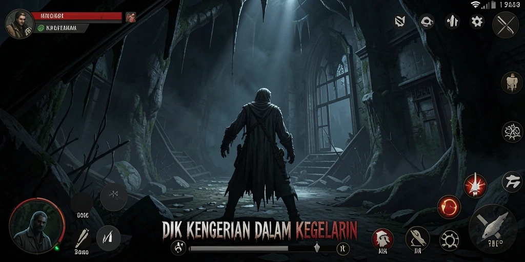 Screenshot tampilan gameplay DKK yang menyeramkan.