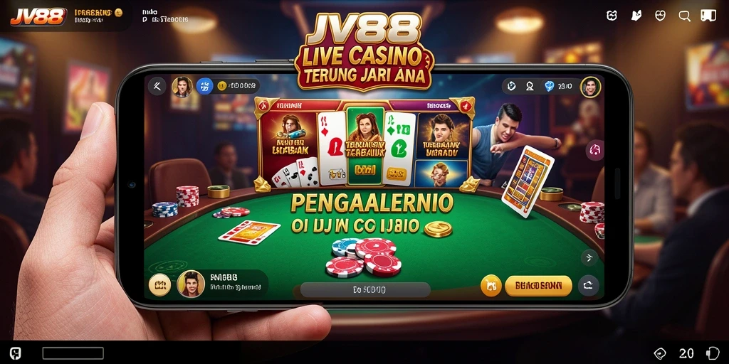 Gameplay Live Casino JV88 dengan dealer profesional dan suasana kasino.