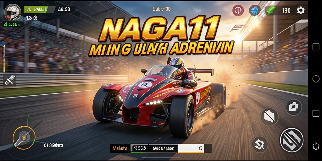 Menampilkan aksi balapan mendebarkan dalam NAGA11 dengan kendaraan cepat.